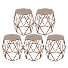 Kit 05 Puff Banqueta Aramado Luna Para Penteadeira Hexágono B