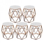 Kit 05 Puff Banqueta Aramado Luna Para Penteadeira Hexágono B