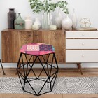 Kit 05 Puff Banqueta Aramado Luna Para Penteadeira Hexágono B