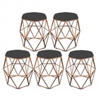 Kit 05 Puff Banqueta Aramado Luna Para Penteadeira Quarto Hex