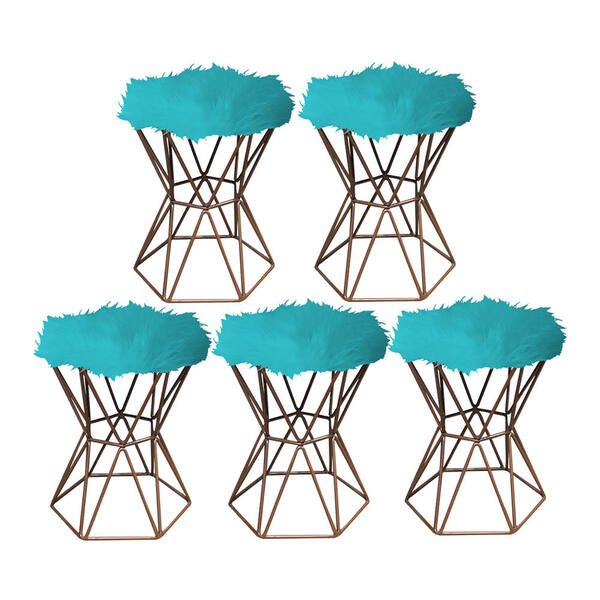 Kit 05 Puff Banqueta Louis Aramado Hexágono Para Penteadeira