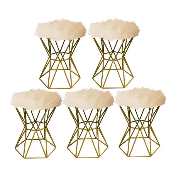 Kit 05 Puff Banqueta Louis Aramado Hexágono Para Penteadeira