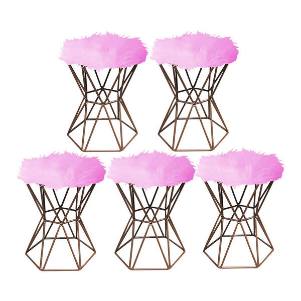 Kit 05 Puff Banqueta Louis Aramado Hexágono Para Penteadeira