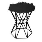 Kit 05 Puff Banqueta Louis Aramado Hexágono Preto Pelúcia Pre