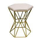 Kit 05 Puff Banqueta Louis Industrial Hexágono Ferro Dourado
