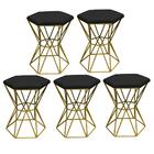 Kit 05 Puff Banqueta Louis Industrial Hexágono Ferro Dourado