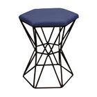 Kit 05 Puff Banqueta Louis Industrial Hexágono Ferro Preto Su