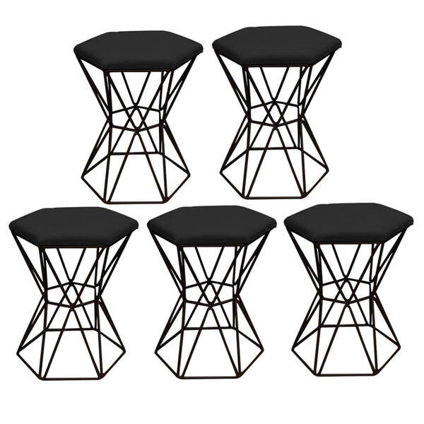 Kit 05 Puff Banqueta Louis Industrial Para Penteadeira Sala H