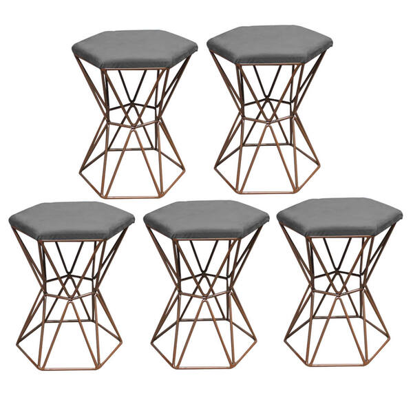 Kit 05 Puff Banqueta Louis Industrial Para Penteadeira Sala H