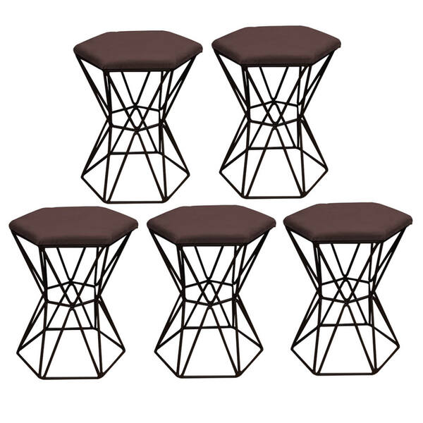 Kit 05 Puff Banqueta Louis Industrial Para Penteadeira Sala H