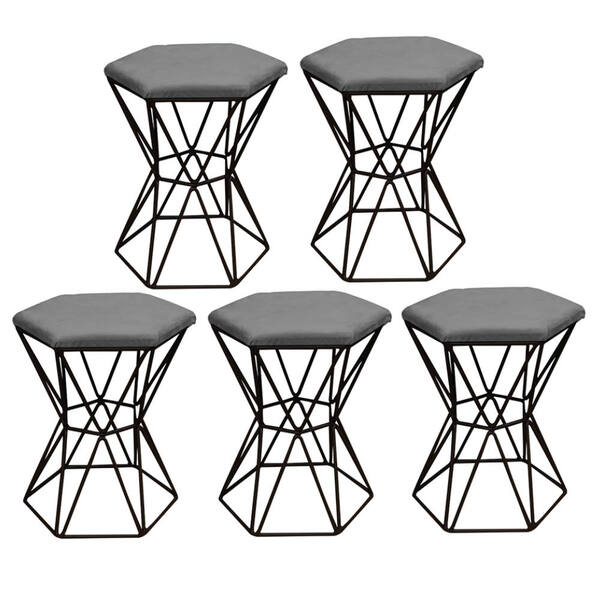 Kit 05 Puff Banqueta Louis Industrial Para Penteadeira Sala H