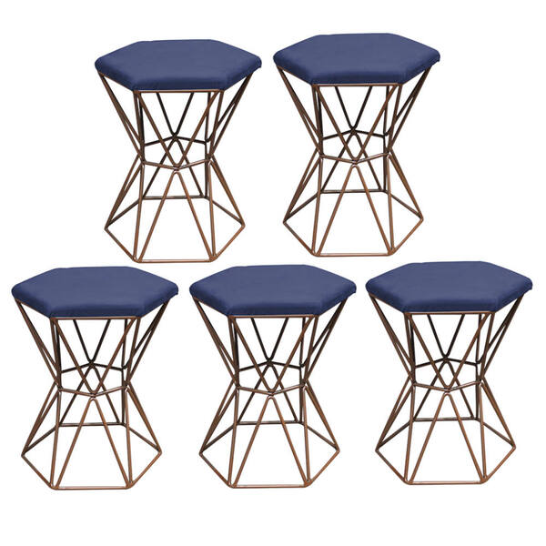 Kit 05 Puff Banqueta Louis Industrial Para Penteadeira Sala H