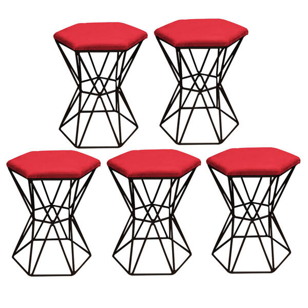 Kit 05 Puff Banqueta Louis Industrial Para Penteadeira Sala H