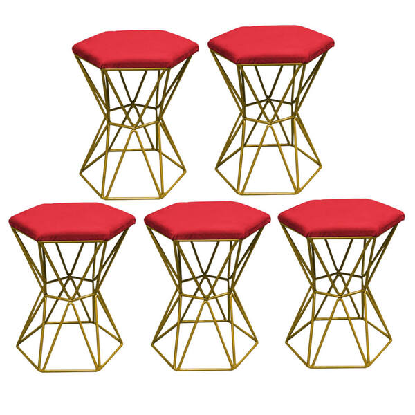 Kit 05 Puff Banqueta Louis Industrial Para Penteadeira Sala H