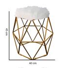 Kit 05 Puff Banqueta Luna Aramado Hexágono Dourado Pelúcia Br