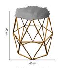 Kit 05 Puff Banqueta Luna Aramado Hexágono Dourado Pelúcia Ci