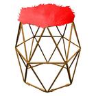 Kit 05 Puff Banqueta Luna Aramado Hexágono Dourado Pelúcia Ve