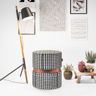 Kit 05 Puffs Bancos Decorativos Redondo Porto 49x43cm Suede C