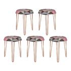 Kit 05 Puffs Banqueta Alta Bita Industrial Pé De