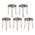 Kit 05 Puffs Banqueta Alta Bita Industrial Pé De