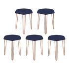 Kit 05 Puffs Banqueta Alta Bita Industrial Pé De Ferro Bronze