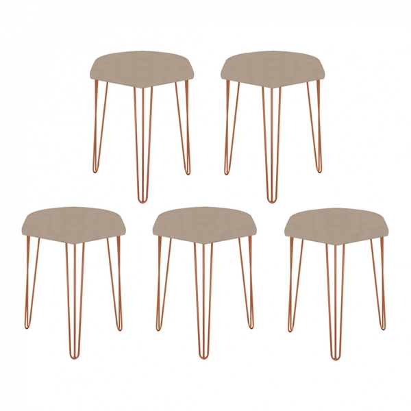 Kit 05 Puffs Banqueta Alta Bita Industrial Sala Penteadeira P