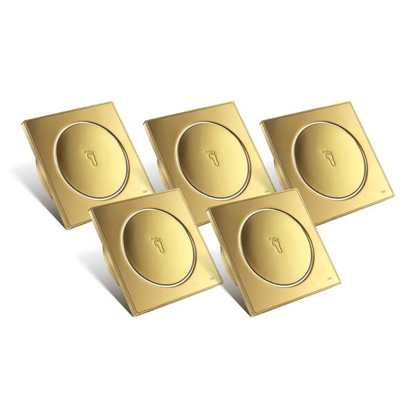 Kit 05 - Ralo Click Inox Dourado 15x15 Cm + Porta Grelha | Leroy