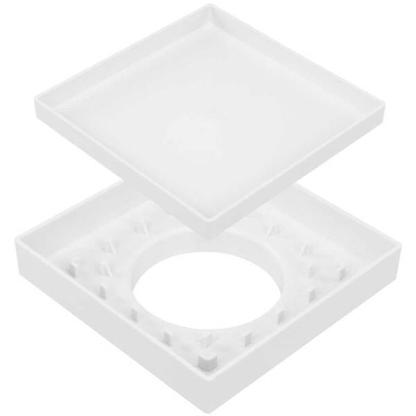 Kit 05 - Ralo Oculto Invisível De Embutir Quadrado (Branco)