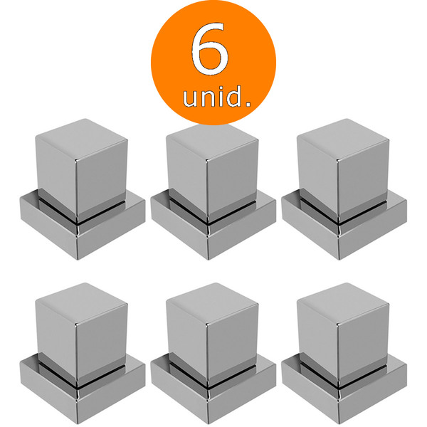 Kit 06 Acabamento De Registro Quadrado Cromado Abs