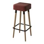 Kit 06 Bancos Banqueta Alta Madeira Estofada Dubai