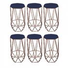 Kit 06 Banqueta Alta Aramado Liz Azul Marinho