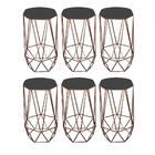 Kit 06 Banqueta Alta Aramado Liz Cinza