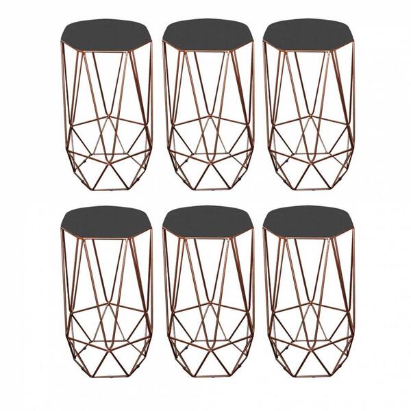 Kit 06 Banqueta Alta Aramado Liz Cinza