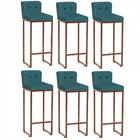 Kit 06 Banqueta Alta Botão Preto Azul Turquesa