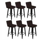 Kit 06 Banqueta Alta Botão Preto Marrom