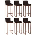 Kit 06 Banqueta Alta Com Botão Marrom