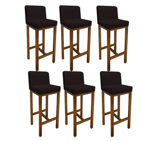 Kit 06 Banqueta Alta Com Encosto Aila Cozinha Balcão Bistrô B