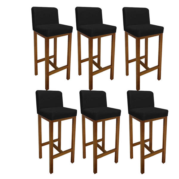 Kit 06 Banqueta Alta Com Encosto Aila Cozinha Balcão Bistrô B