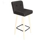 Kit 06 Banqueta Alta Com Lana Branco Botão Cinza