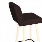 Kit 06 Banqueta Alta Com Lana Branco Botão Marrom