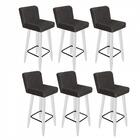 Kit 06 Banqueta Alta Com Lana Branco Cinza