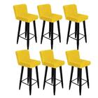 Kit 06 Banqueta Alta Com Lana Preto Amarelo