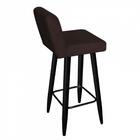 Kit 06 Banqueta Alta Com Lana Preto Botão Marrom