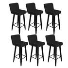 Kit 06 Banqueta Alta Com Lana Preto Preto