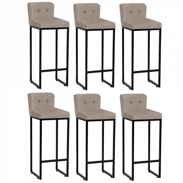 Kit 06 Banqueta Alta Com Lucca Bege