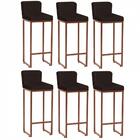 Kit 06 Banqueta Alta Ferro Bronze Marrom