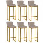 Kit 06 Banqueta Alta Ferro Dourado Bege