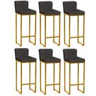 Kit 06 Banqueta Alta Ferro Dourado Cinza