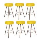 Kit 06 Banqueta Alta Laisa Bronze Suede Amarelo