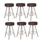 Kit 06 Banqueta Alta Laisa Bronze Suede Marrom